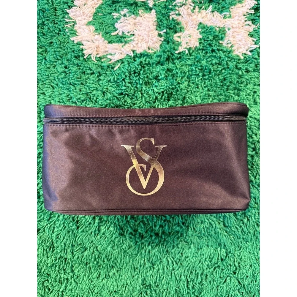 Victoria's Secret Makeup Bag Women OS Black NEW Travel Case Gold Logo 26475530